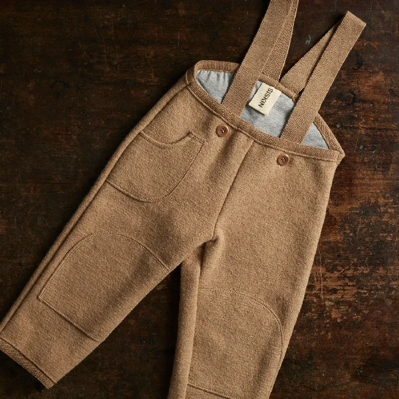 Baby & Kids Boiled Merino Wool Pocket Dungarees - Caramel