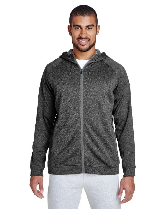 Team 365 Mens Excel Melange Performance Fleece Jacket | D Gry Hth/ Sp Gr