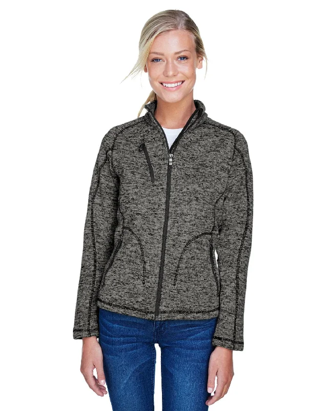 North End Sport Red Peak Ladies Sweater Fleece Jacket | Heather Charcoal