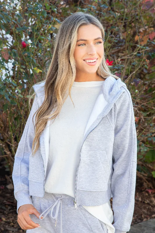 Livi Zip Up Hoodie, Heather Grey