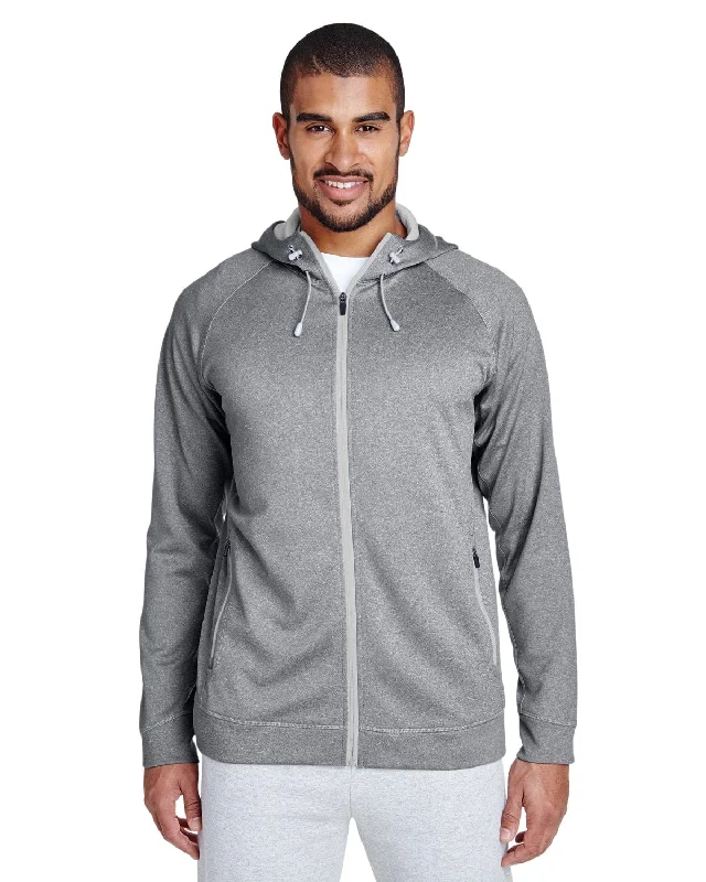 Team 365 Mens Excel Melange Performance Fleece Jacket | Ath Hth/ Sp Silv