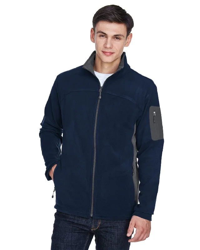 North End Mens Full-Zip Microfleece Contrast Jacket | Midnight Navy