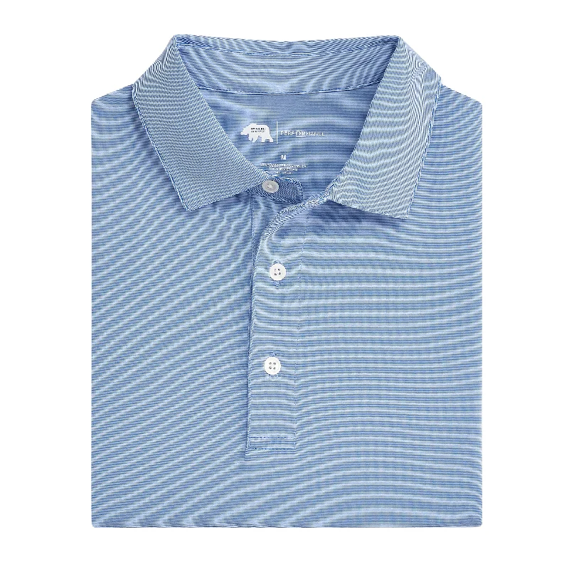Comfy Layers Hairline Stripe Performance Polo - Sport Blue