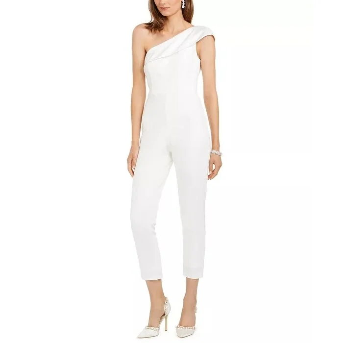 Sports Series Adrianna Papell Women's One-Shoulder Jumpsuit White Size 16