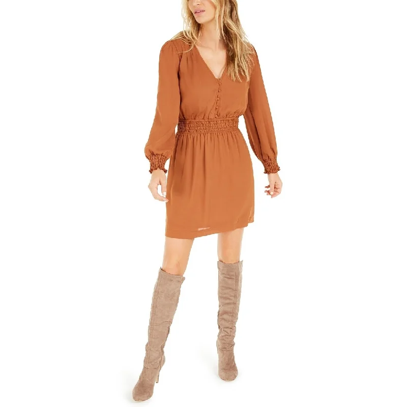 Retro Design Bar III Women's Becca Women's Tilley Smocked-Waist Dress Orange Size M