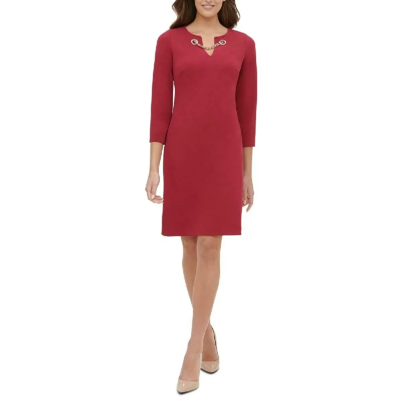 Body Design Tommy Hilfiger Women's Grommet-Neck Shift Dress Wine Size 14