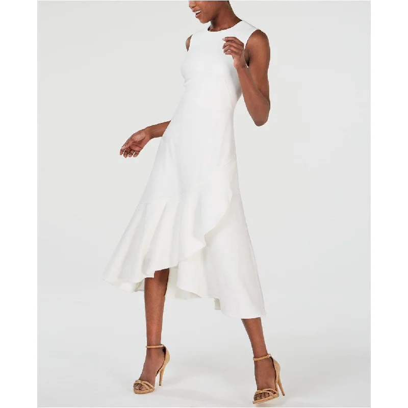 Dressing Tips Calvin Klein Women's Sleeveless Flounce-Hem A-Line Dress White Size 2