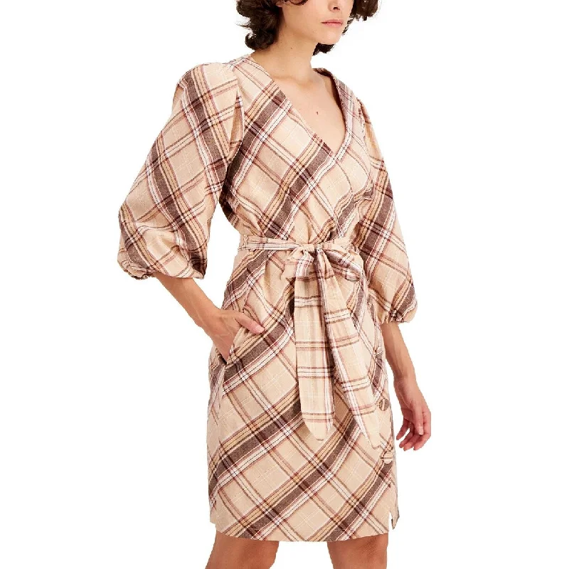 Comfortable Fashion INC International Concepts Women's Puff-Sleeve Wrap Dress Gold Size 16