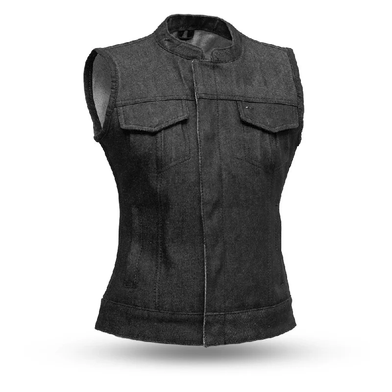 French Retro QUICK WOMEN Motorcycle Denim Vest