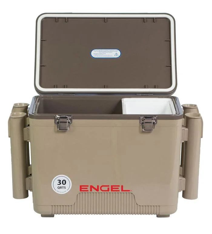 30 Quart Drybox / Cooler with Rod Holder: Tan