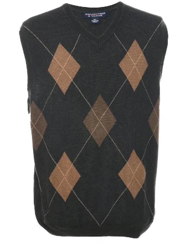 Simple Style Argyle Sweater Vest - XL