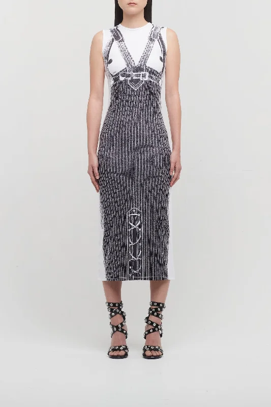 Jean Paul Gaultier Jersey Sleeveless Long Dress in Madonna Trompe L'œil Print