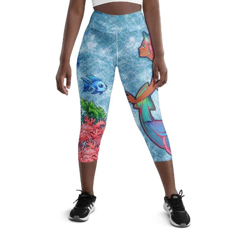 Darker Skin Mermaid Yoga Capris