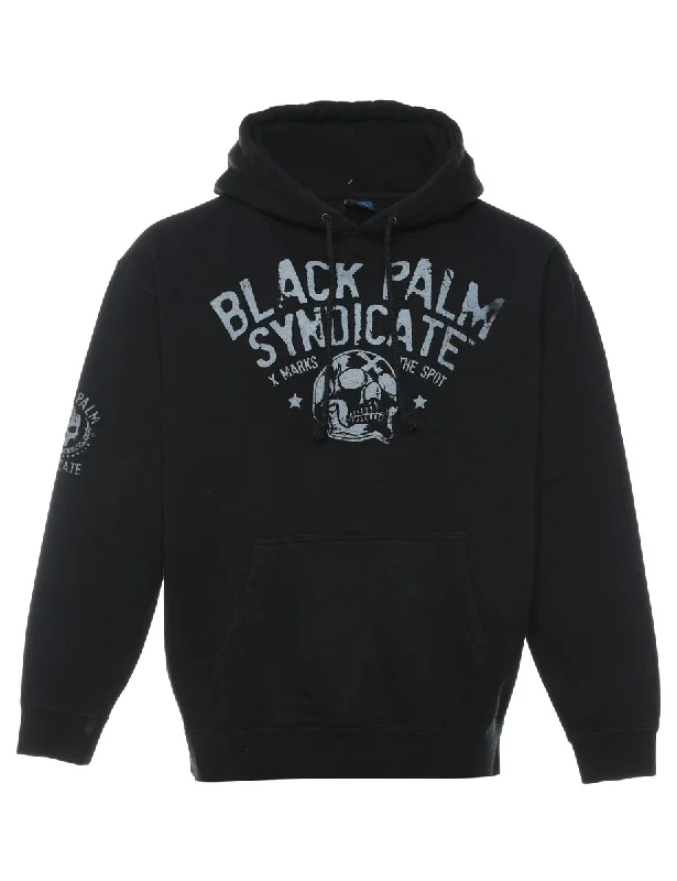 Black Palm Syndicate Grey & Black Printed Hoodie - L