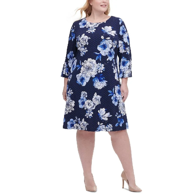 Artistic Temperament Tommy Hilfiger Women's Plus Size Floral-Print Dress Blue Size 22W