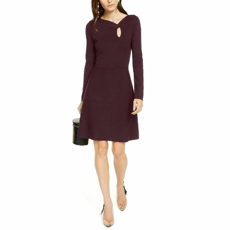 European Plan INC Women's Asymmetrical-Neck Sweater Dress Mediun Red Size Medium