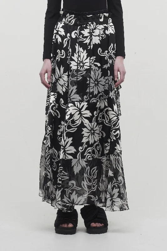 Sacai Nylon Floral Print Skirt