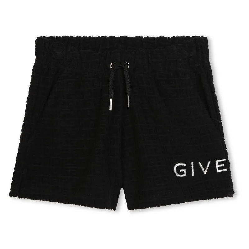 Black 4G Logo Print Terry Shorts