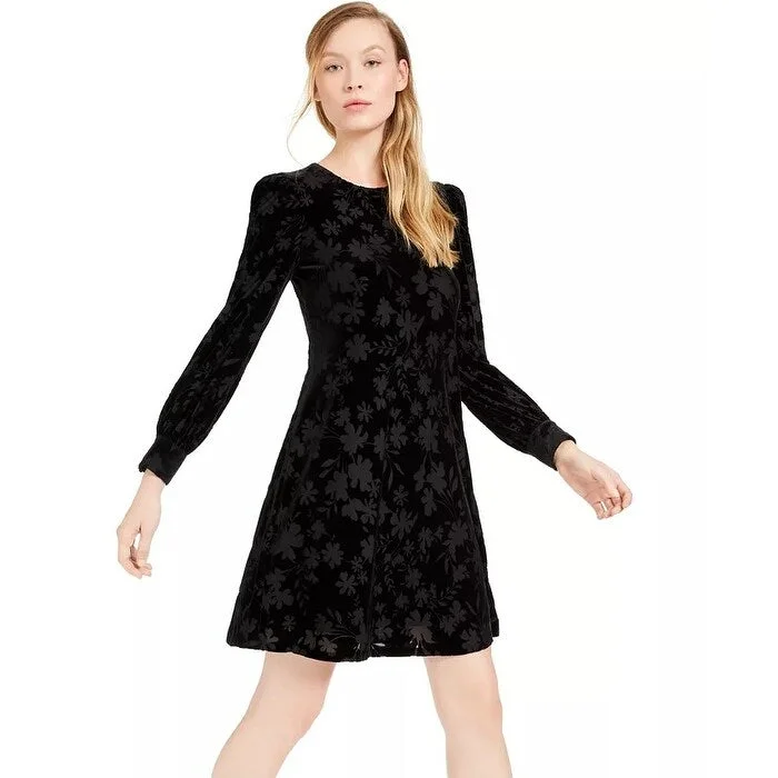 Embroidery Design Calvin Klein Women's Burnout Velvet Pattern A-Line Dress Black Size 16