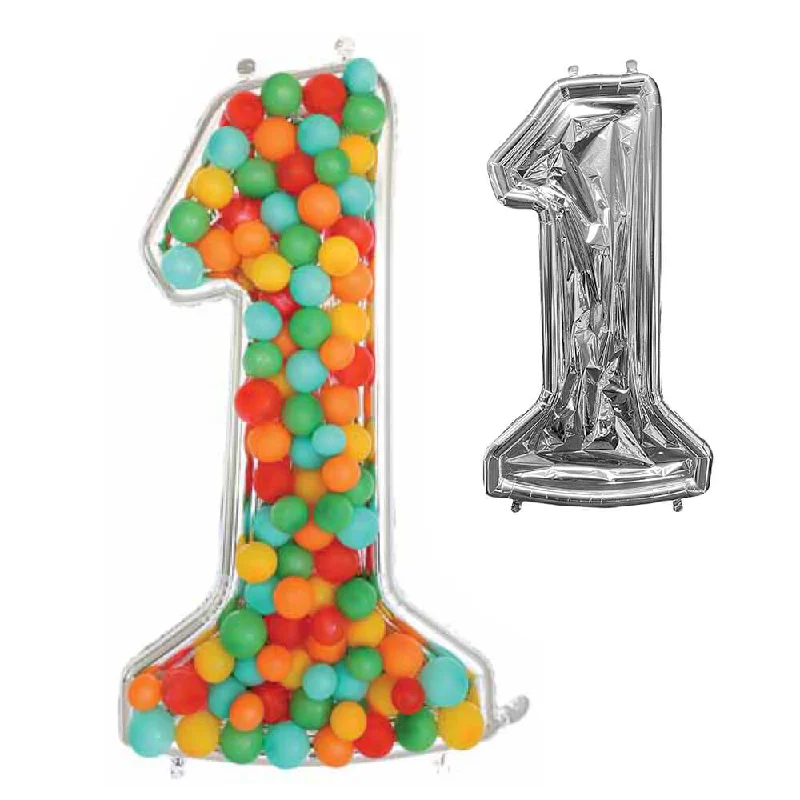 51 inch BALLOONFORMZ MOSAIC NUMBER 1 - SILVER