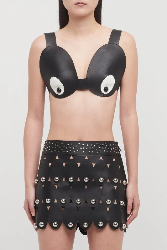 Area Leather Eyes Bra Top