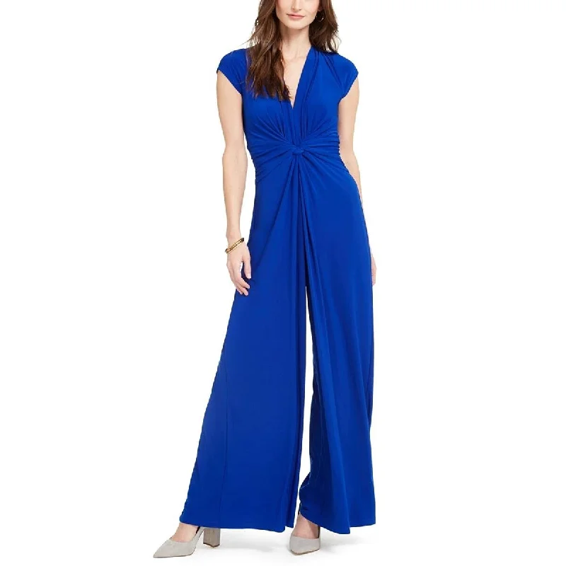 Bright Colors Vince Camuto Women's Twist Front Plunge Jumpsuit Blue Size Large