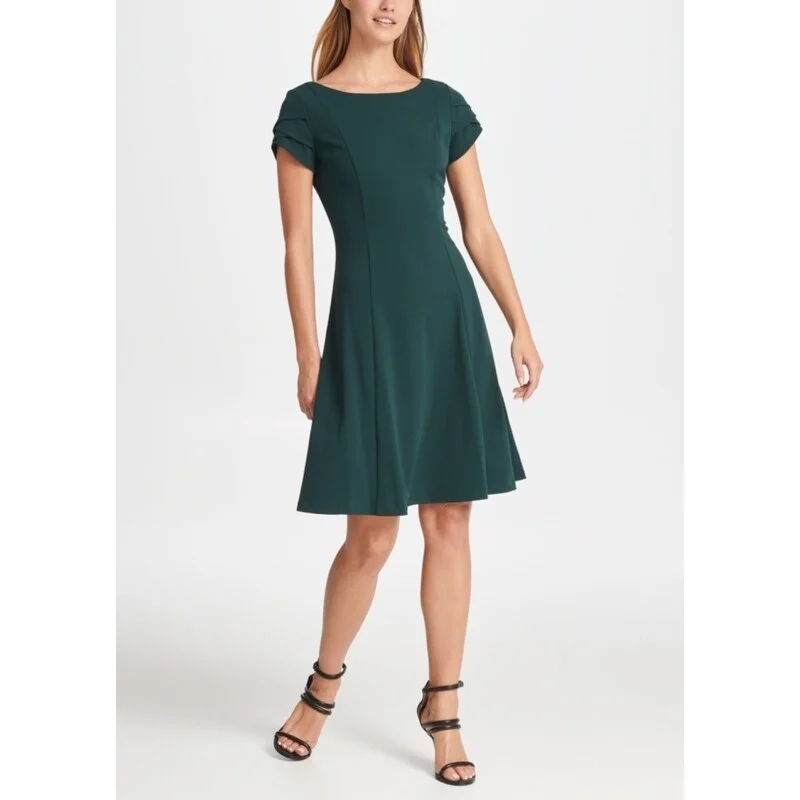 Minimal Classic DKNY Women's Tulip Sleeve Fit & Flare Dress Green Size 6