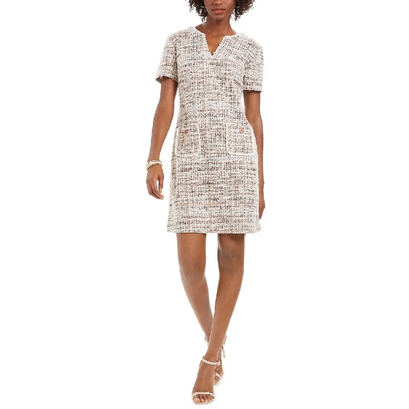 Fashionable And Fashionable Connected Apparel Women's Tweed Pocket Detail Dress Red Size 8