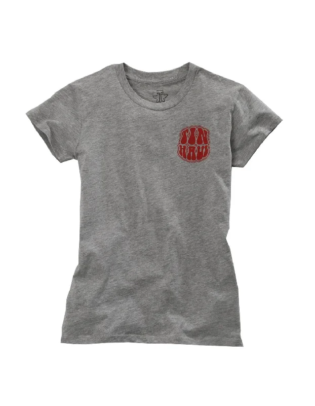 Tin Haul Womens Grey Cotton Blend Bubble Letter Logo S/S T-Shirt