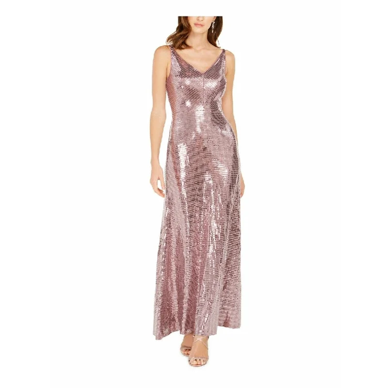 Must-have For Fashion Nightway Women's V-Neck Sequined-Dot Gown Medium Pink Size 4