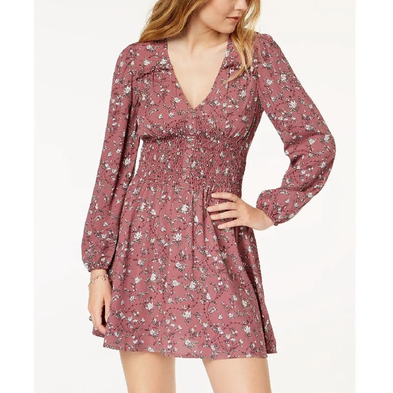 Fashionable Inner Wear American Rag Juniors Printed Smocked Fit and Flare Dress Wild Ginger Combo Size Small - Pink