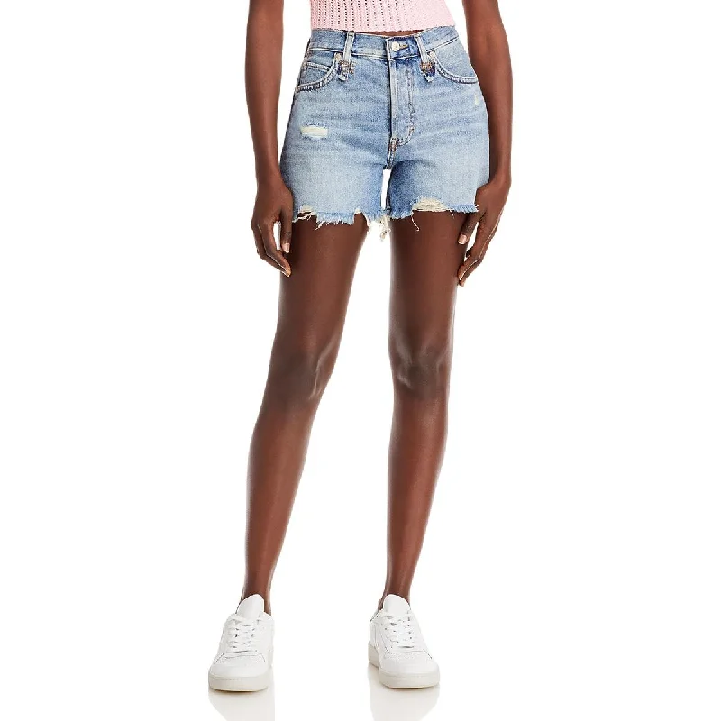 Makai Womens Denim High Rise Cutoff Shorts